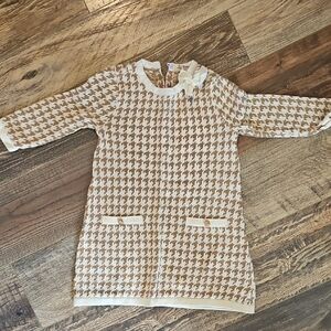 Stylish Kids Casual Dress in Cream and Brown